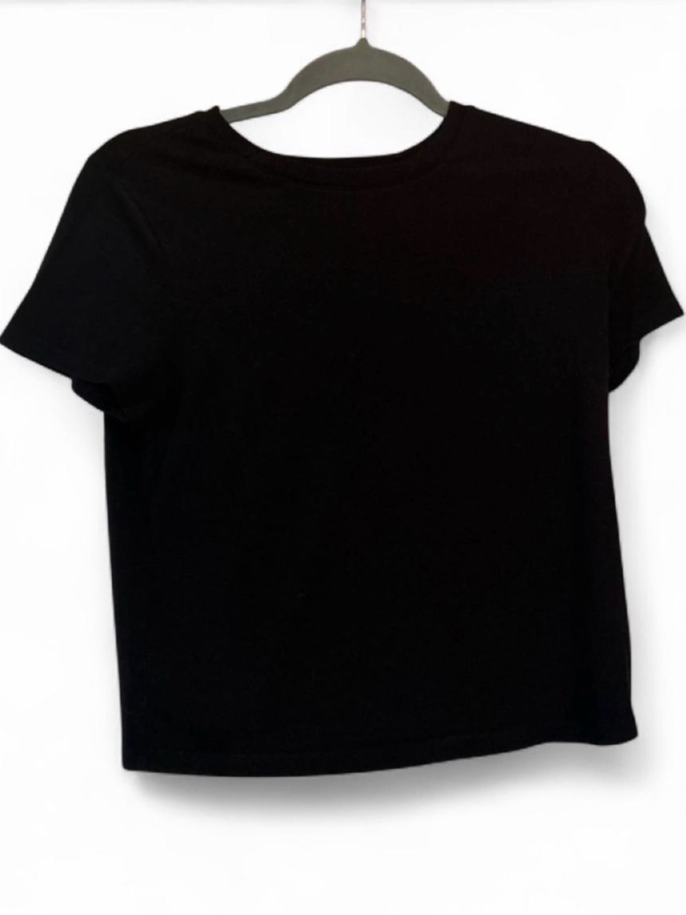 Old Navy Women’s Black Solid Cropped Crew Neck Short Sleeve T-Shirt, Size M